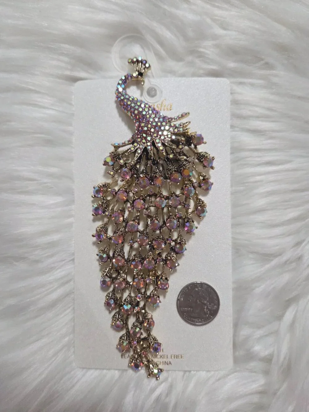 Natasha Oversized Peacock Brooch